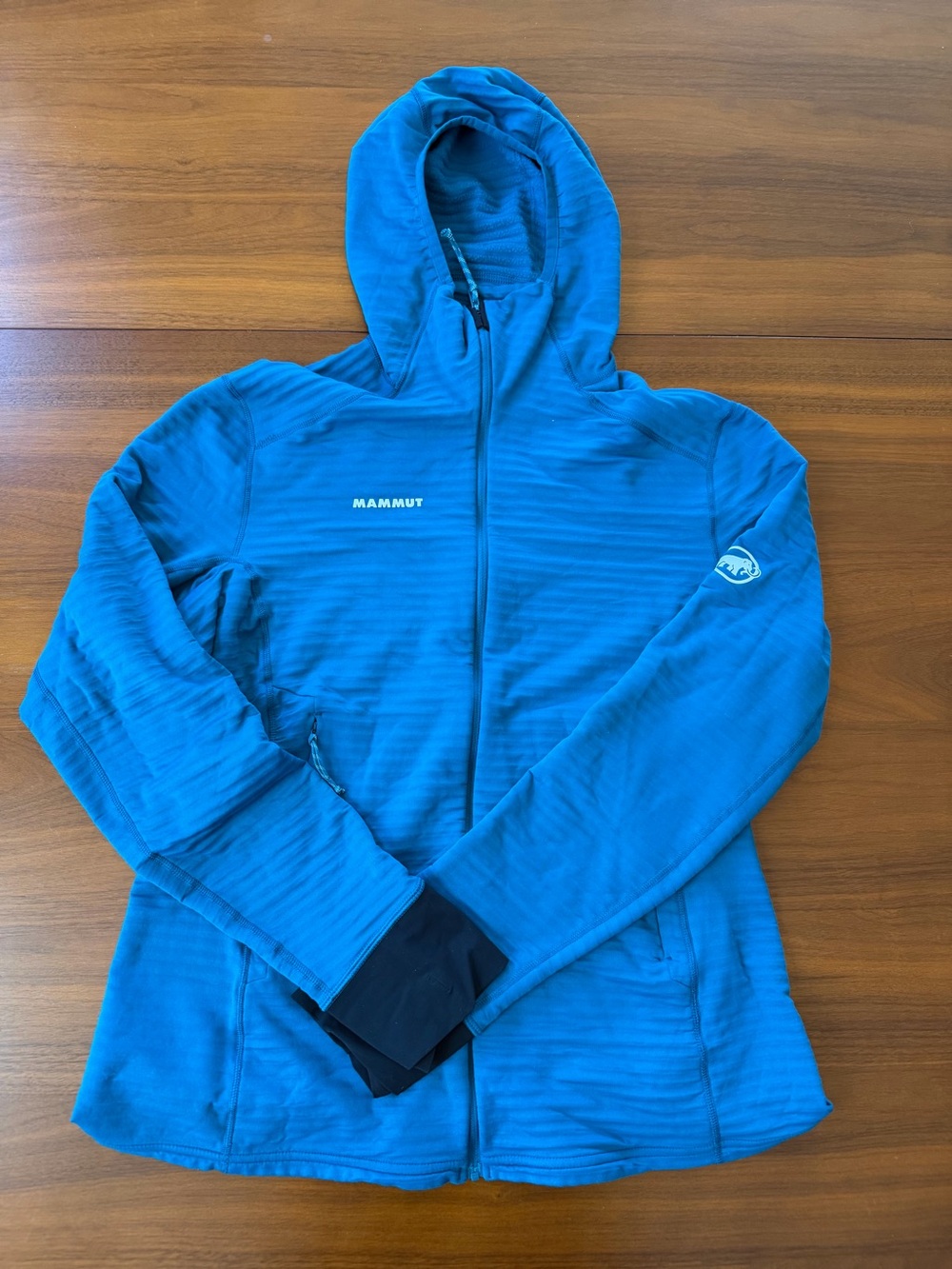 Mammut Teal Women’s Taiss ML Hooded Textured Jacket with Logo Tag